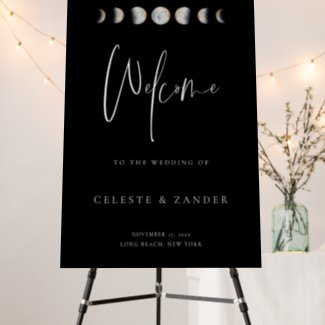 Gilded Moon Phases Wedding Welcome Foam Board