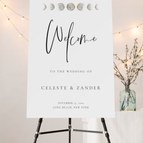 Gilded Moon Phases Wedding Welcome Foam Board