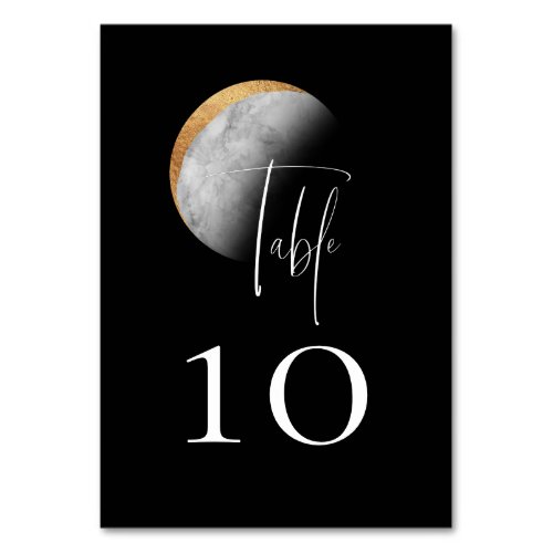 Gilded Moon Wedding Black Table Number