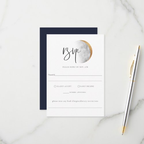 Gilded Moon Wedding RSVP Allergy Note Card