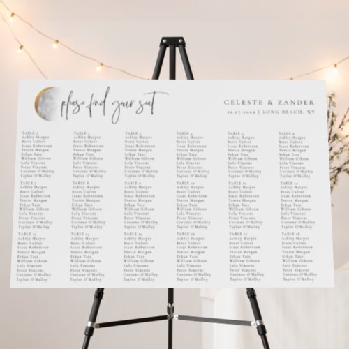 Gilded Moon Wedding Seating Chart Foam Board