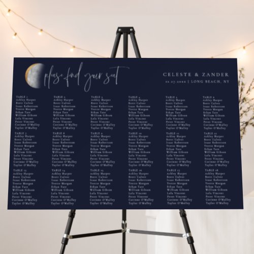 Gilded Moon Wedding Seating Chart Foam Board