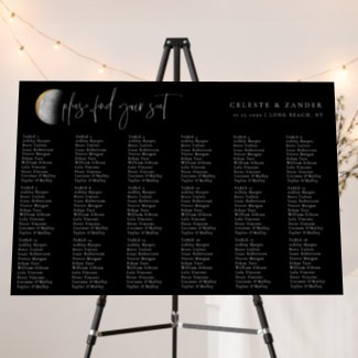 Gilded Moon Wedding Seating Chart Foam Board