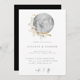 Gilded Moon Wildflower Wedding Invitation