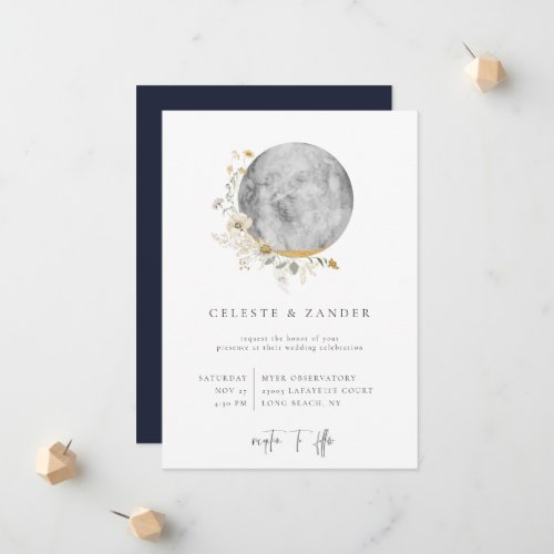Gilded Moon Wildflower Wedding Invitation
