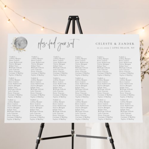 Gilded Moon Wildflower Wedding Seating Chart Foam Board