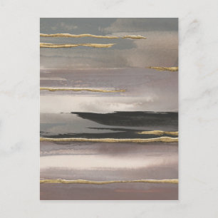 Gilded Morning Fog II Gold Abstract Print Postcard