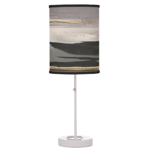 Gilded Morning Fog II Gold Abstract Print Table Lamp