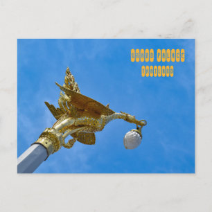 Gilded Mythical Bird Lamp Post Postcard