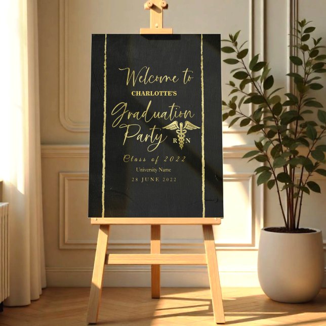 Gilded Nurse Medical Graduation Party Welcome Sign (Creator Uploaded)