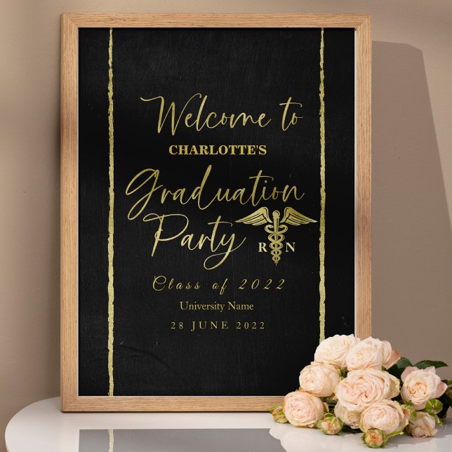 Gilded Nurse Medical Graduation Party Welcome Sign (Creator Uploaded)