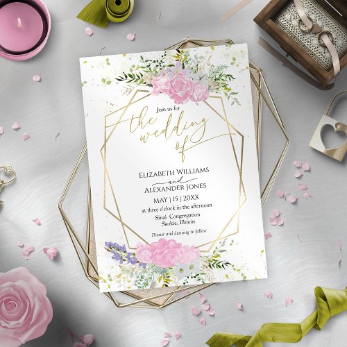 Gilded Pastel Color Wildflower Spring Wedding Invitation