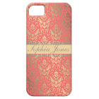 Gilded Peach Elegant Faux Shimmer Damask