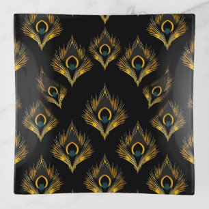 Gilded Peacock Art Deco - Luxe Deco Gold & Grey Trinket Tray