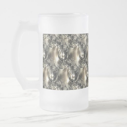 Gilded  Pearls Frosted Glass Beer Mug