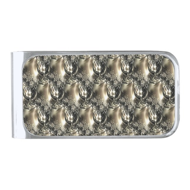 Gilded Pearls Silver Finish Money Clip (Front)