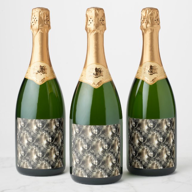 Gilded Pearls Sparkling Wine Label (Bottles)
