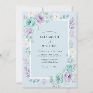 Gilded Periwinkle Lilac Painted Wedding Invitation