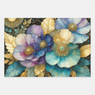Gilded Petals Wrapping Paper Sheets