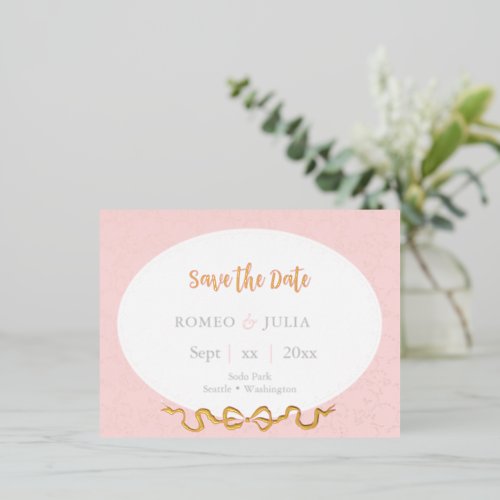 Gilded Pink Gold Floral Vintage Save the date  Foil Holiday Postcard