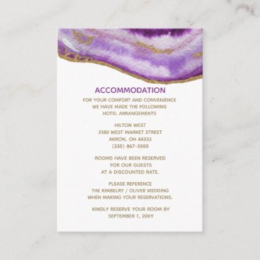 Gilded Purple Agate Wedding accommodation card