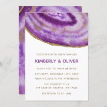 Gilded Purple Agate Wedding Invitations