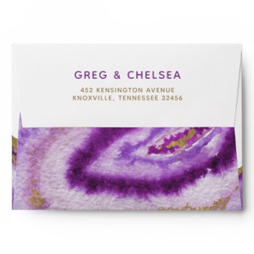 Gilded Purple Agate Wedding Invitations Envelope