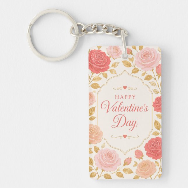Gilded Rose Valentine Romance Keychain (Front)
