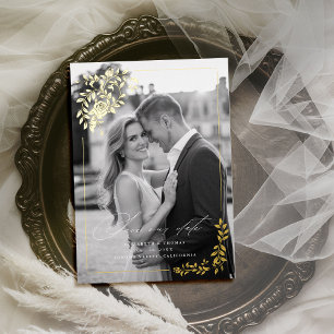 Gilded Roses Formal Photo Wedding Save the Date Foil Invitation