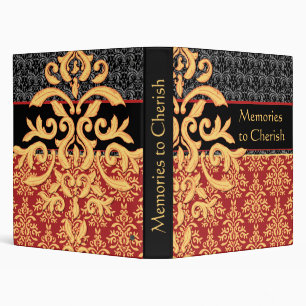 Gilded Royal Red, Black & Gold Damask Photo Album Binder