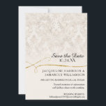 Gilded Scroll Damask Ivory Gold Save the Date<br><div class="desc">"Gilded Scroll Damask Ivory Gold Save the Date with Photograph."  Elegant,  neutral</div>
