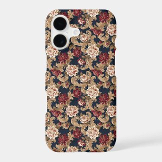 Gilded Scrollwork Variegated Peony Navy iPhone 17 Case