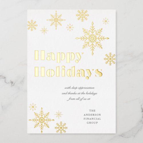 Gilded Snowflakes Business Holiday Card Gold FOIL
