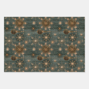 Gilded Starburst Christmas Gift Styling Wrapping Paper Sheets