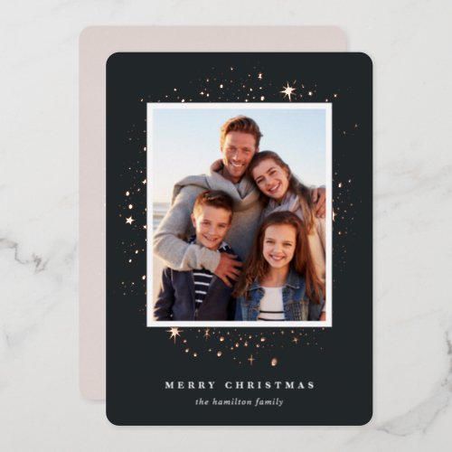 Gilded Stars  Christmas Photo Foil Holiday Card