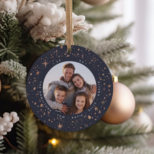 Gilded Stars | Holiday Photo Ceramic Ornament (Creator Uploaded)
