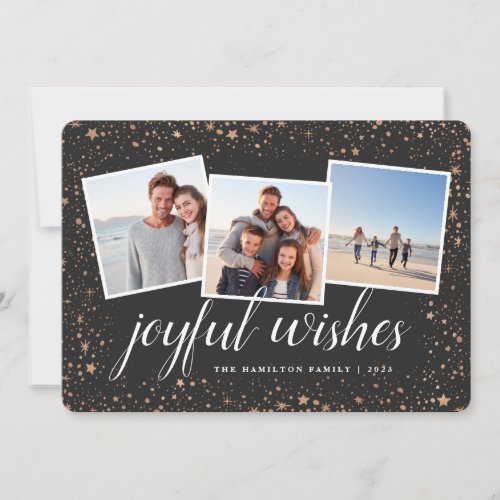 Gilded Stars  Holiday Photo Collage Card