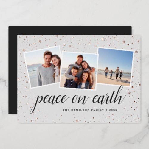 Gilded Stars  Photo Collage Foil Holiday Card