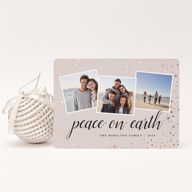 Gilded Stars | Photo Collage Foil Holiday Card (Creator Uploaded)