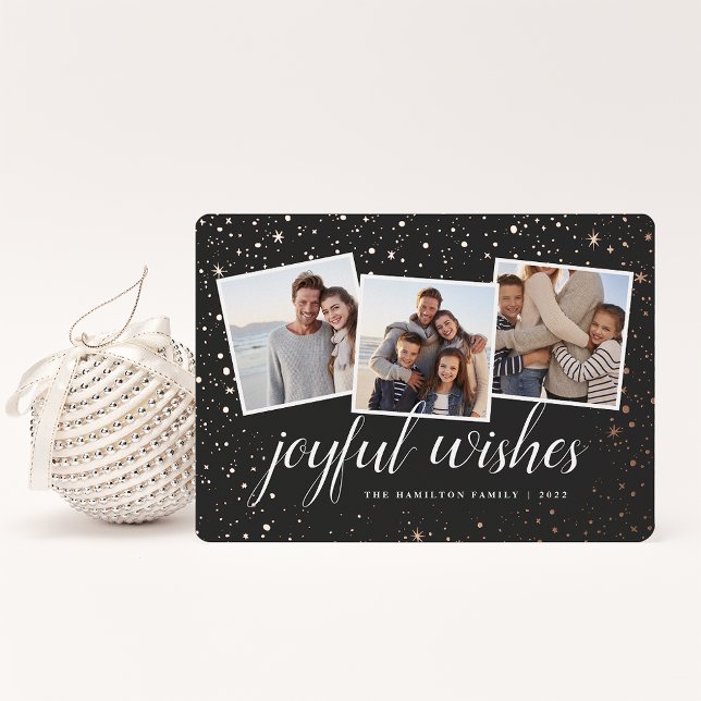 Gilded Stars | Photo Collage Foil Holiday Card (Creator Uploaded)