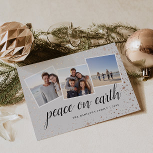 Gilded Stars Photo Collage Foil Holiday Card