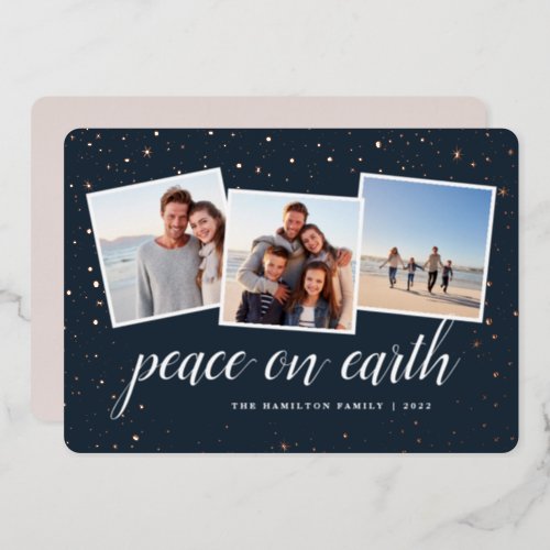 Gilded Stars  Photo Collage Foil Holiday Card