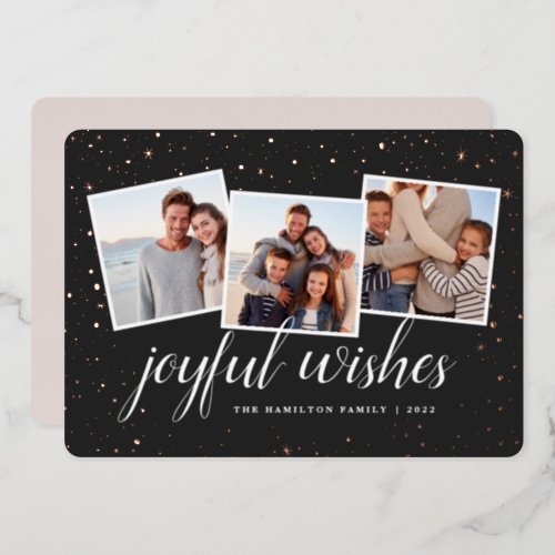 Gilded Stars  Photo Collage Foil Holiday Card