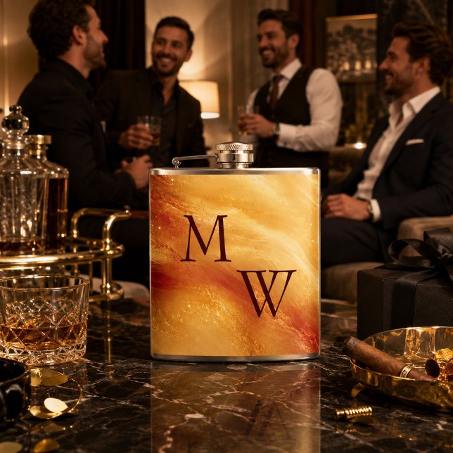Gilded Sunset Monogram  Flask (Creator Uploaded)