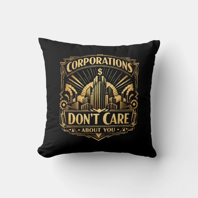 Gilded Towers of Greed Throw Pillow (Front)