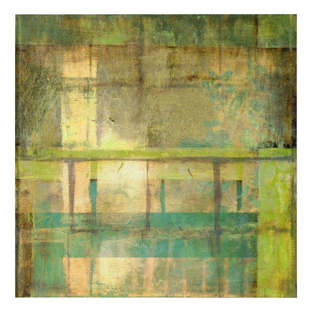 Gilded Turquoise and Green Abstract Painting Acrylic Print (Front)