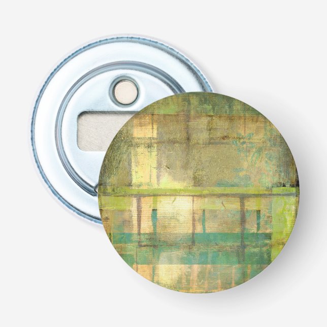 Gilded Turquoise and Green Abstract Painting Bottle Opener (Front)