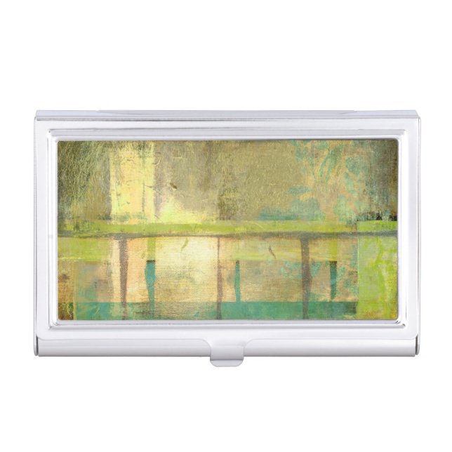 Gilded Turquoise and Green Abstract Painting Case For Business Cards (Front)