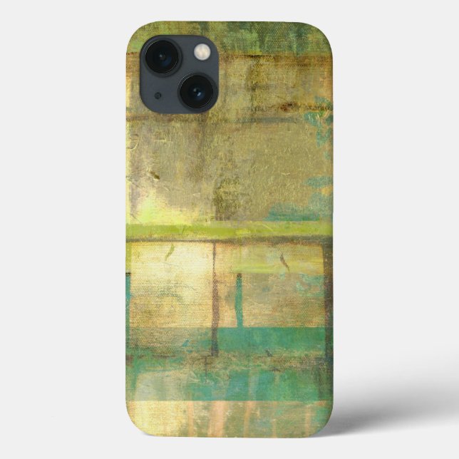 Gilded Turquoise and Green Abstract Painting Case-Mate iPhone Case (Back)