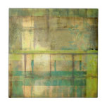 Gilded Turquoise and Green Abstract Painting Ceramic Tile<br><div class="desc">An abstract painting by Jennifer Goldberger that utilizes shades of gilded turquoise and green to create a warm,  familiar feeling. A nice stroll through the woods during the spring or summer would yield some of these same colors. Bring the gift of nature to your home by purchasing this piece!</div>